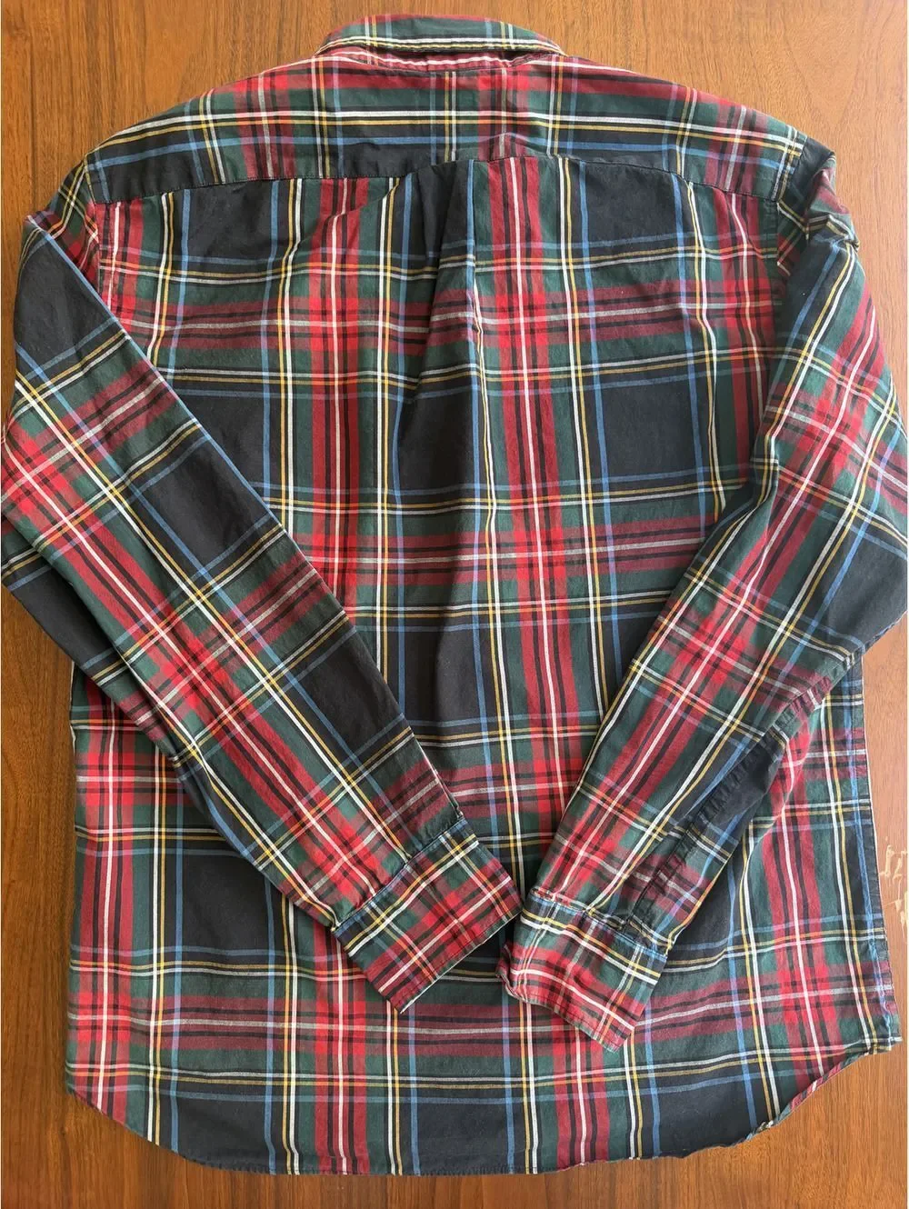 J.Crew Slim Fit Secret Wash Organic Cotton Black Tartan Plaid Shirt - Size L
